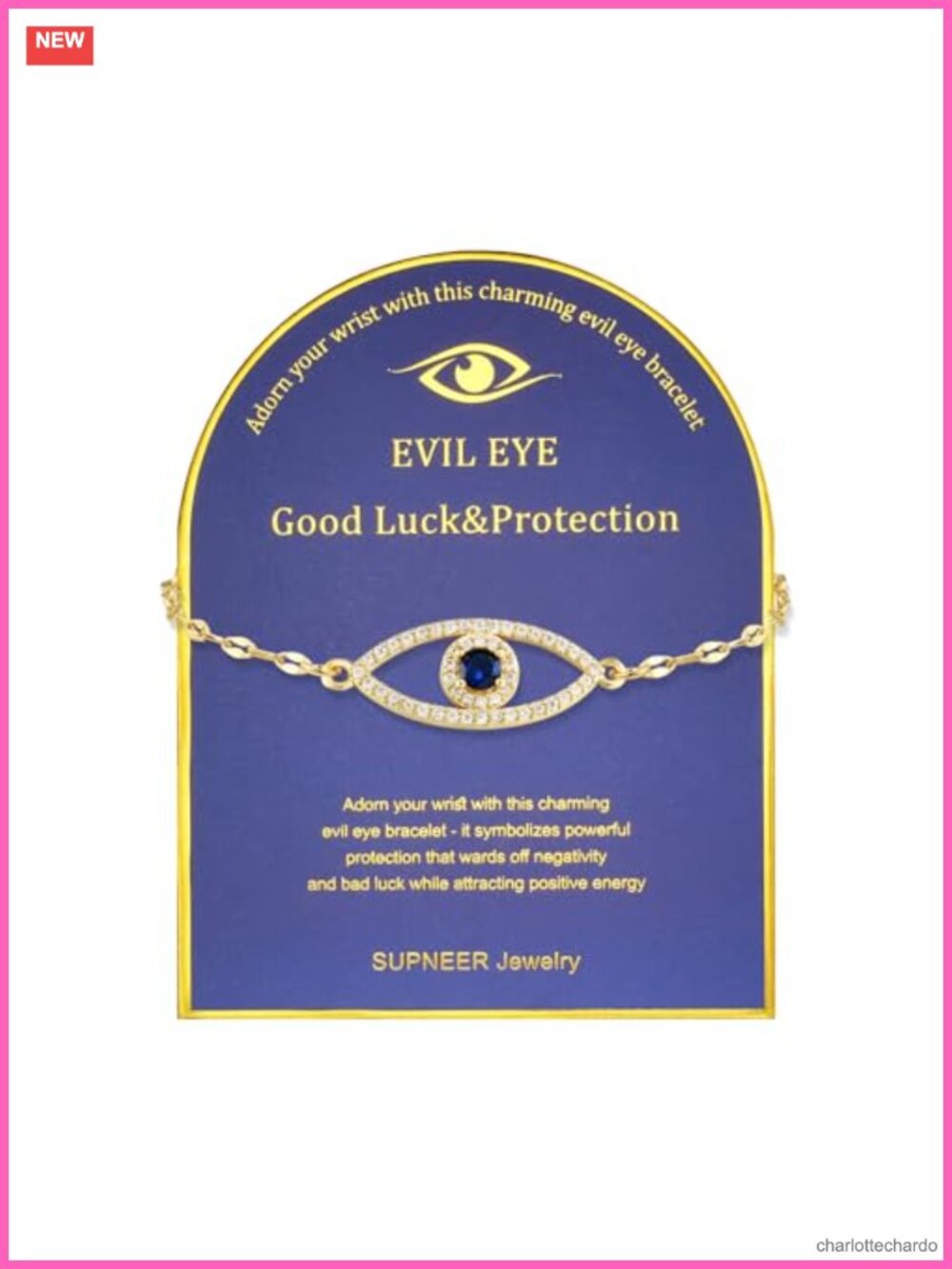 18K Gold Plated Evil Eye Bracelet Set for Women Cubic Zirconia Link